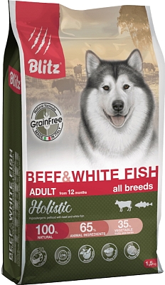 Blitz Adult All Breeds Holistic Beef/White Fish 1.5 kg