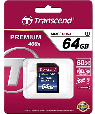 ����� ������ Transcend Premium 400x SDXC Class 10 UHS-I [Premium 400x SDXC Class 10 UHS-I 64Gb]
